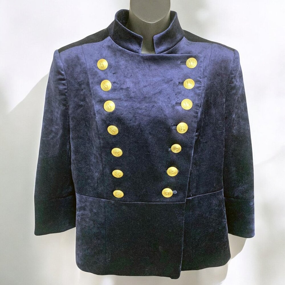 Pierre Balmain Navy Velvet Military Jacket